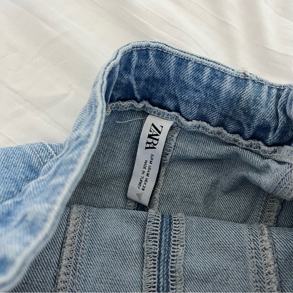 Zara Light Blue Denim Strapless Mini Dress - Picture 6 of 7